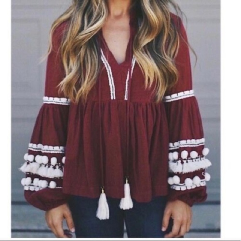 Anthropologie VINEET BAHL Wine Peasant Blouse L